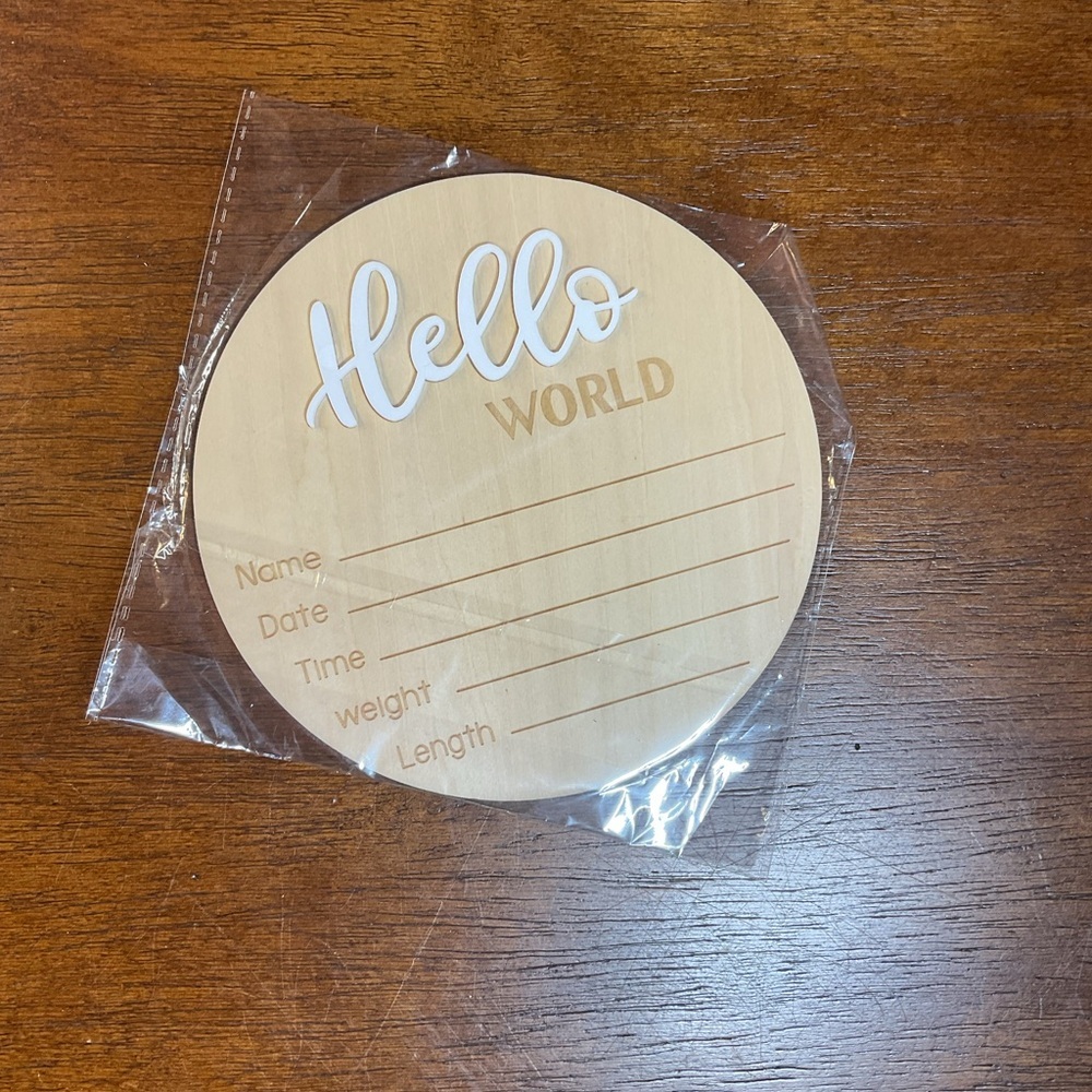 Wooden Baby Announcement Disc